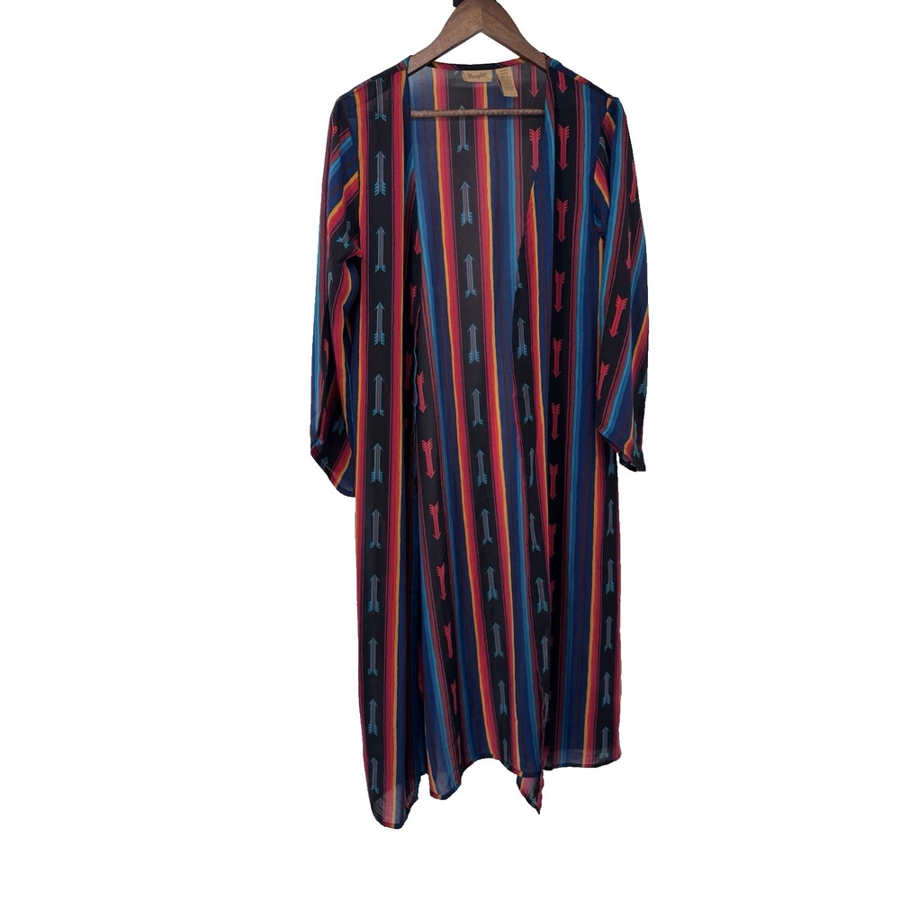 Wrangler Colorful Sheer Duster Kimono striped arrows long sleeve county western